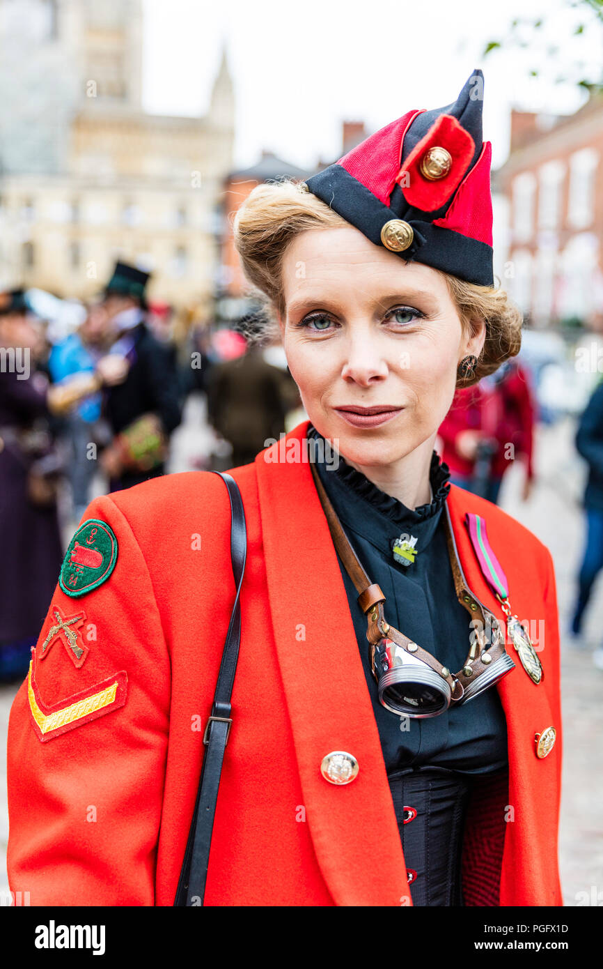 Lincoln, UK. 26 August 2018. The Asylum Steampunk Festival is the largest and longest running steampunk festival in the Solar System, at Lincoln city UK England, 26/08/2018, attracting participants from around the globe. It takes place over the August Bank Holiday weekend in the historic City of Lincoln. Credit: Iconic Cornwall/Alamy Live News Stock Photo