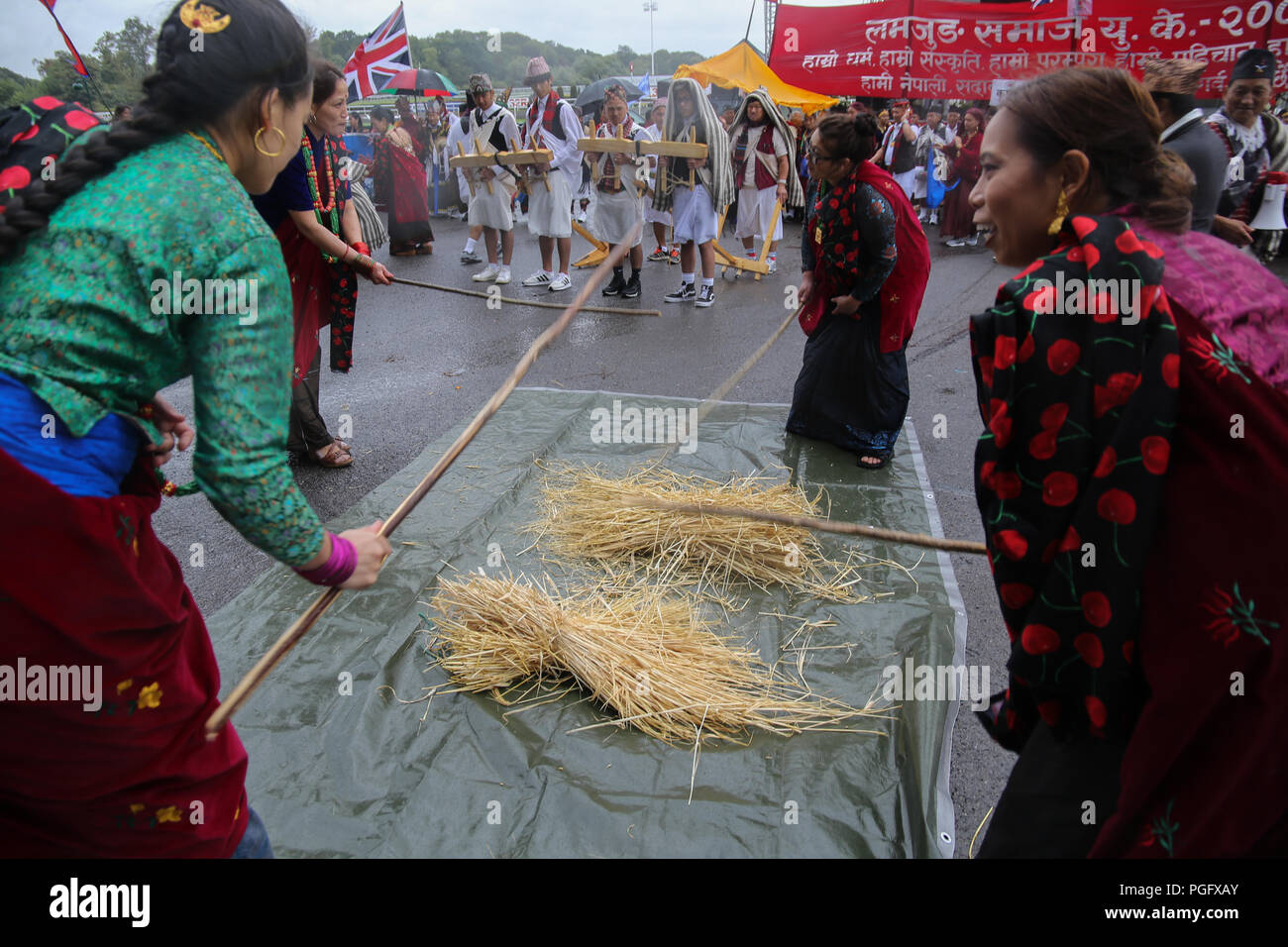 London, UK. 26 August 2018. The Nepali community descended to Kempton park race course in the