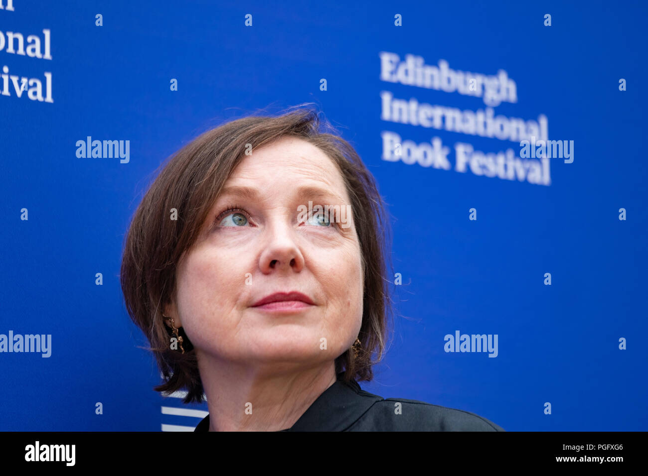 Edinburgh, Scotland, UK. 26 August, 2018. Pictured; Author Lavinia GreenlawÕs book ÒIn the City of LoveÕs SleepÓ is the story of two people who meet in mid-life and tumble helplessly into a love affair beyond their control. Credit: Iain Masterton/Alamy Live News Stock Photo