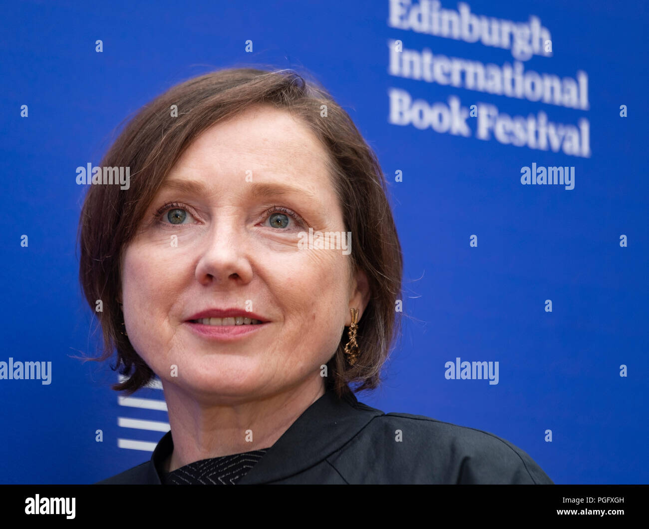 Edinburgh, Scotland, UK. 26 August, 2018. Pictured; Author Lavinia GreenlawÕs book ÒIn the City of LoveÕs SleepÓ is the story of two people who meet in mid-life and tumble helplessly into a love affair beyond their control. Credit: Iain Masterton/Alamy Live News Stock Photo
