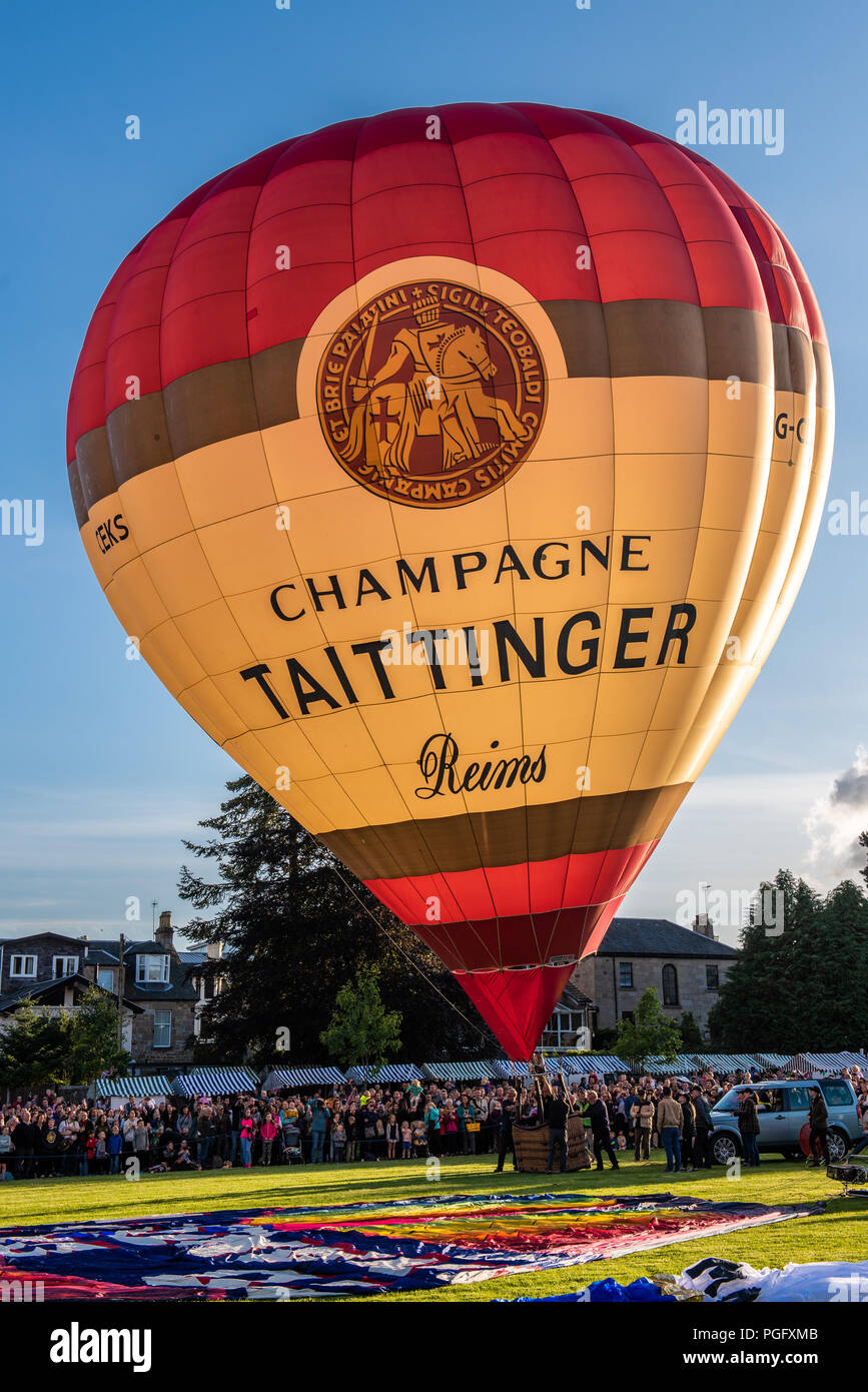 Strathaven, Scotland, 25th Aug, 2018. The international Balloon Festival is a display of hot air ballooning held in the John Hastie Park in Strathaven, Scotland. Credit George Robertson/Alamy Live News Stock Photo