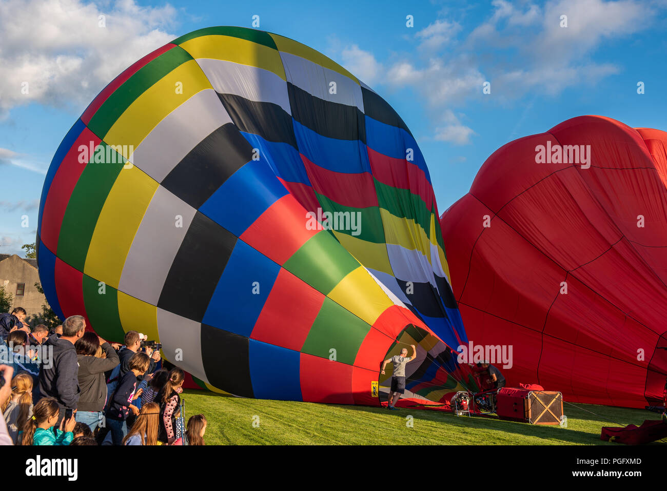 Strathaven, Scotland, 25th Aug, 2018. The international Balloon Festival is a display of hot air ballooning held in the John Hastie Park in Strathaven, Scotland. Credit George Robertson/Alamy Live News Stock Photo