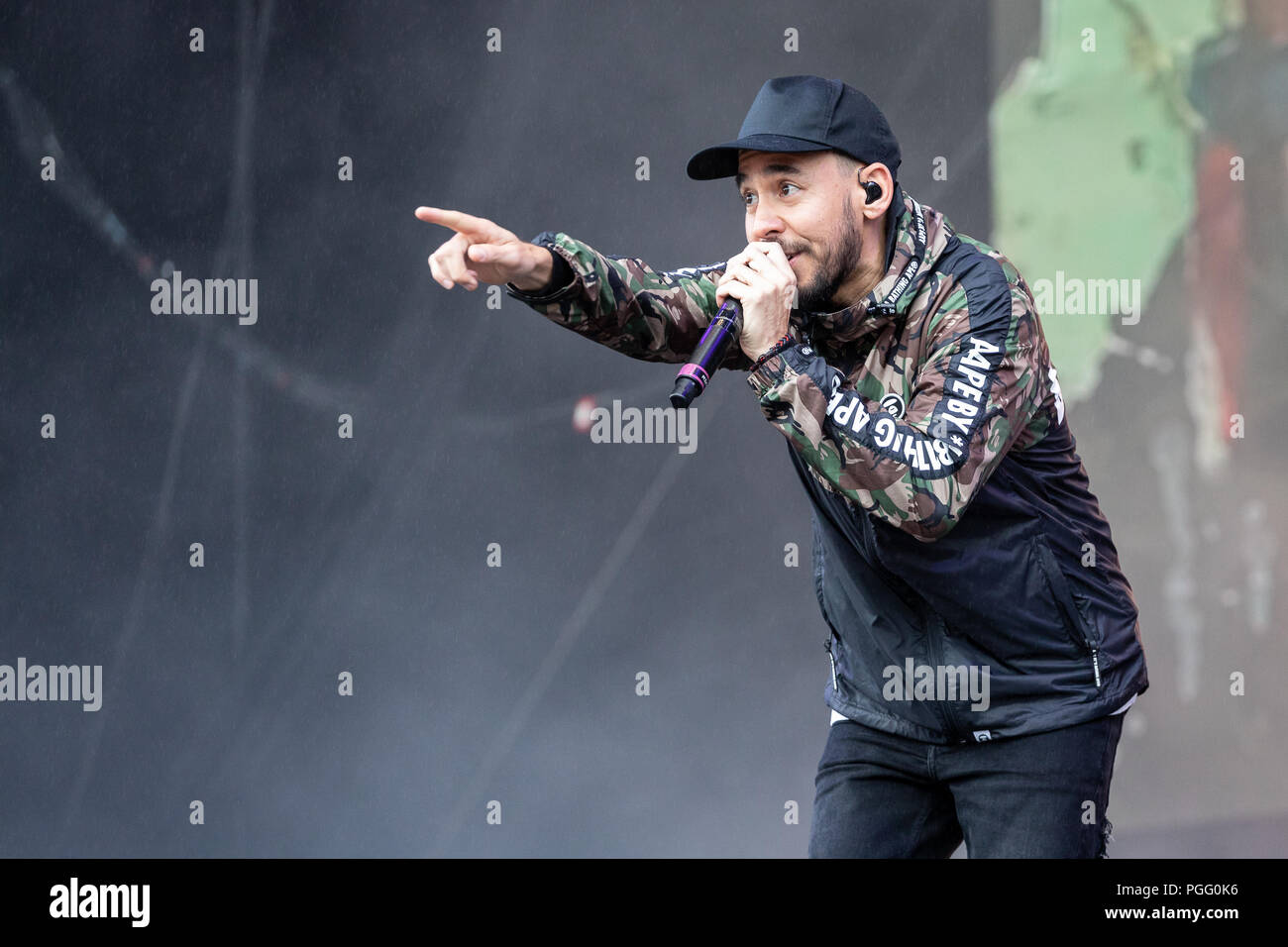 Mike Shinoda performs live on stage at Leeds Festival, UK, 26th August 2018. Stock Photo
