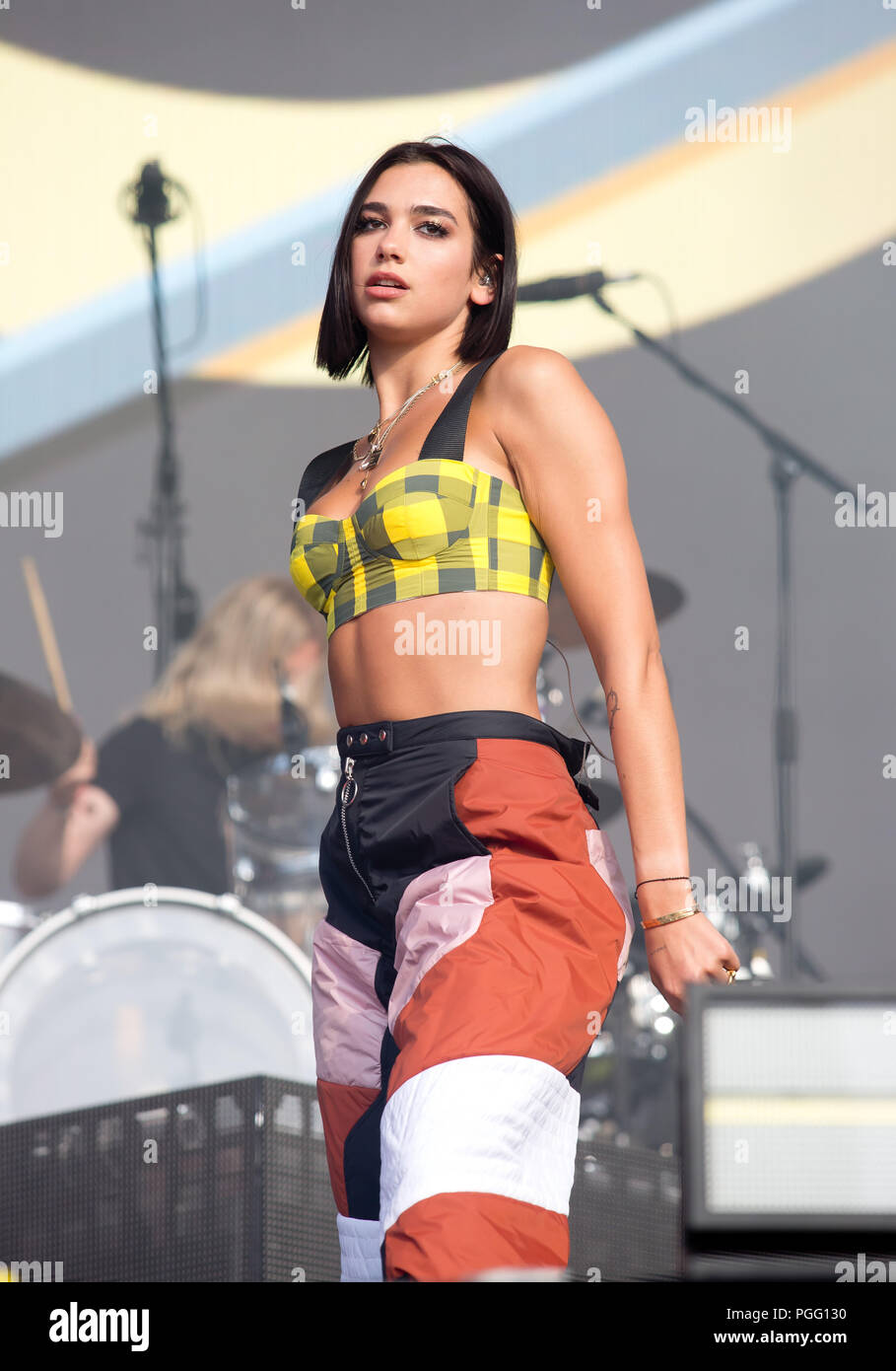Dua Lipa performs on the main stage at reading festival 26th august 2018 Stock Photo