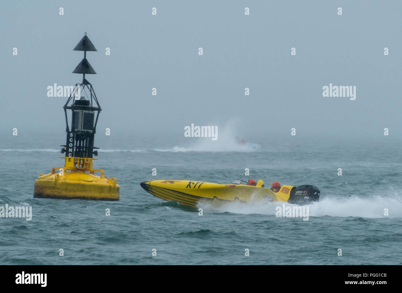 Torquay, UK. 26 August 2018. The annual Cowes to Torquay powerboat race battles against