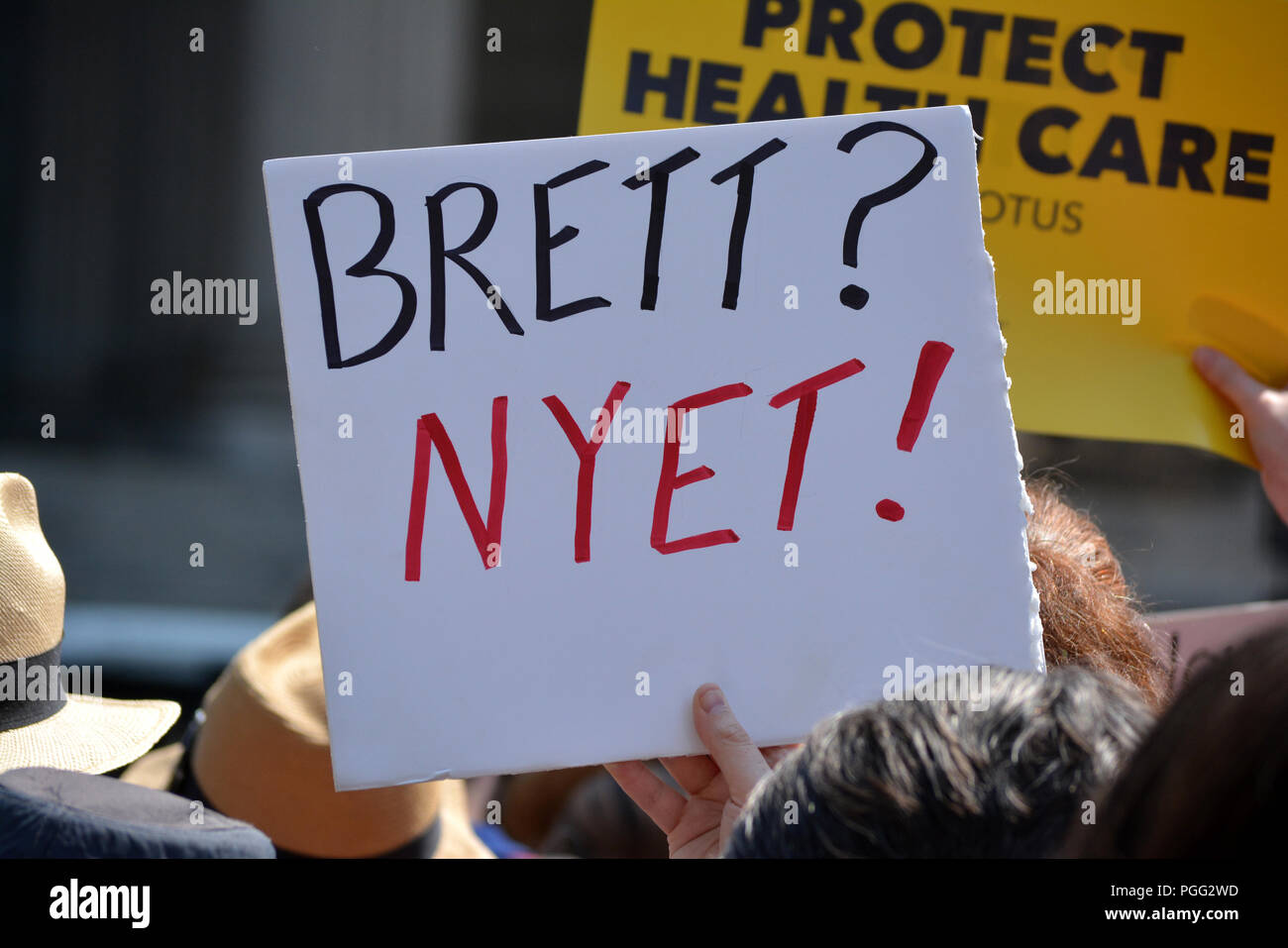 New York, USA. 26th Aug 2018. People protesting Supreme Court nominee Brett Kavanaugh at a rally in New York City.. Credit: Christopher Penler/Alamy Live News Stock Photo