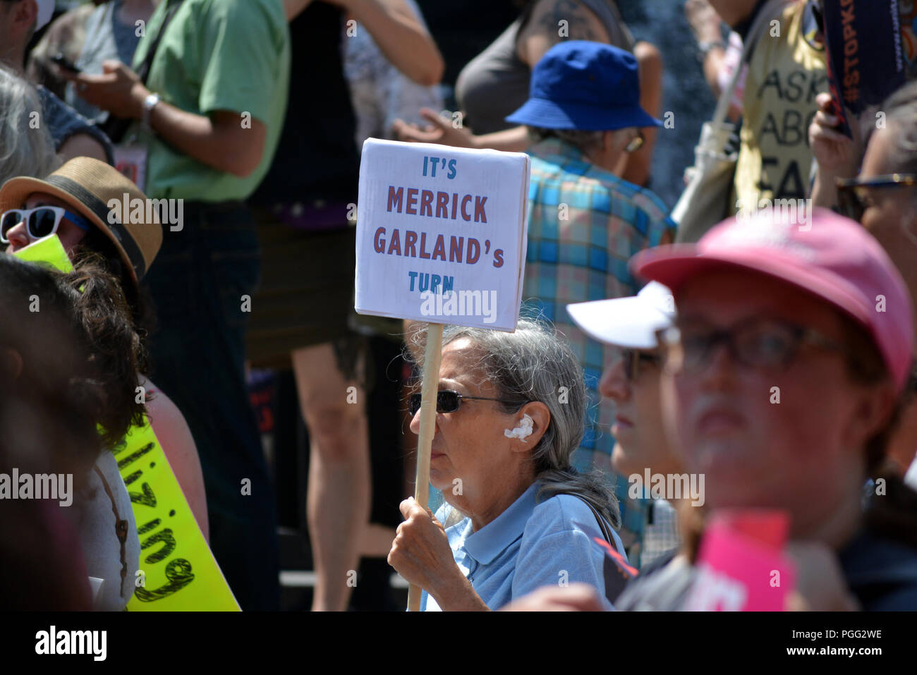 New York, USA. 26th Aug 2018. People protesting Supreme Court nominee Brett Kavanaugh at a rally in New York City.. Credit: Christopher Penler/Alamy Live News Stock Photo