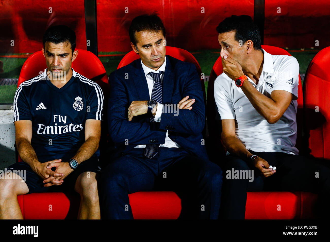 Julen Lopetegui from Spain of Real Madrid during the La Liga game between Girona FC against Real Madrid in Montilivi Stadium at Girona, on 26 of August of 2018, Spain. 26th Aug, 2018. Credit: AFP7/ZUMA Wire/Alamy Live News Stock Photo