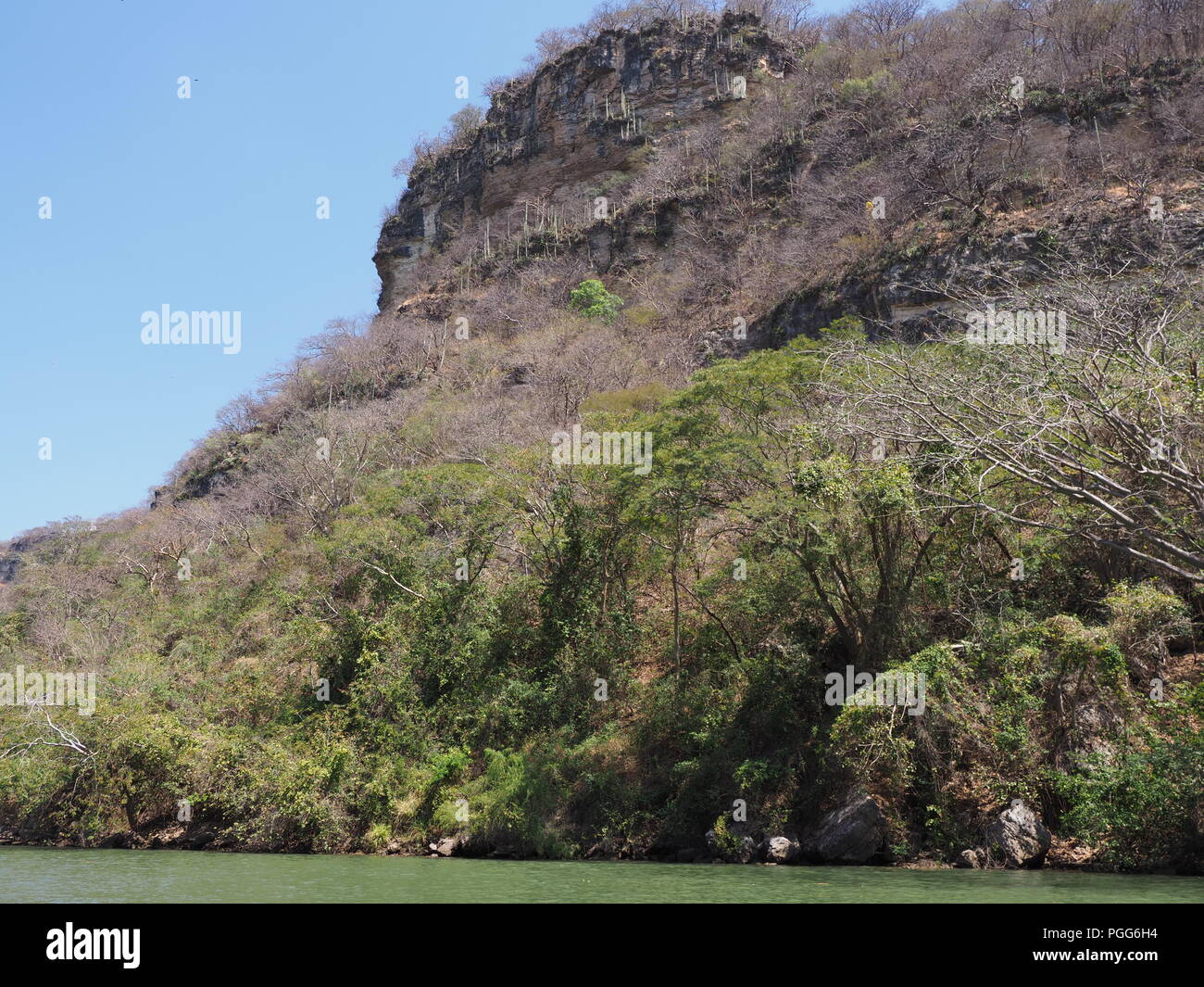Exotic rocky cliff of Sumidero canyon at Grijalva river landscapes in Chiapas state in Mexico Stock Photo