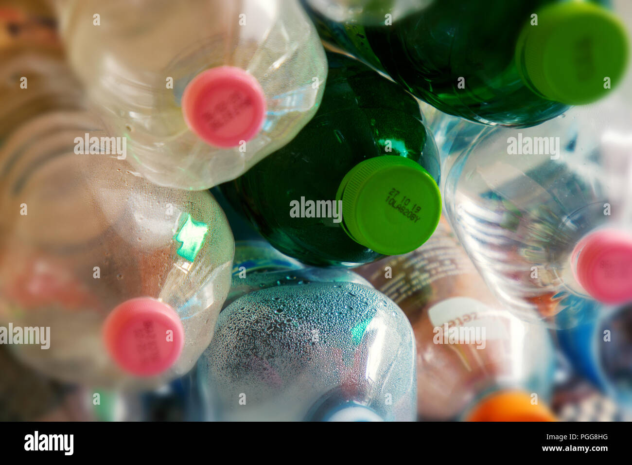 a beautiful picture of stacked plastic bottles Stock Photo