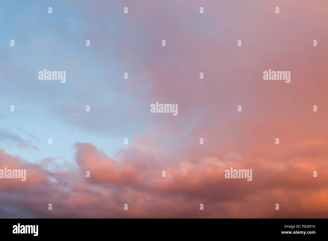 Beautiful clouds and blue sky background at sunset with pink and purple ...