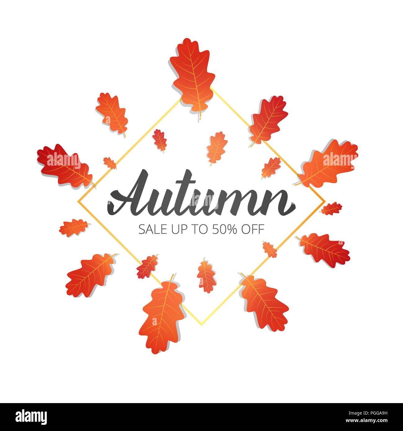 Autumn Sale Banner With Trendy Autumn Lettering And Oak Leaves
