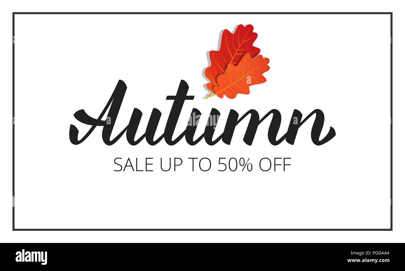 Autumn Banner With Brush Lettering Autumn And Oak Leaves