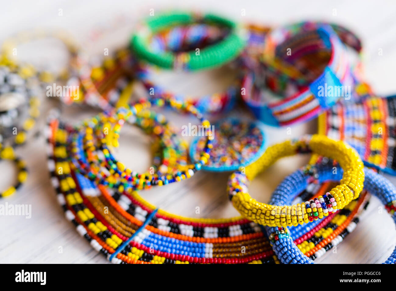 Colorful traditional jewelry of Masai tribe Stock Photo