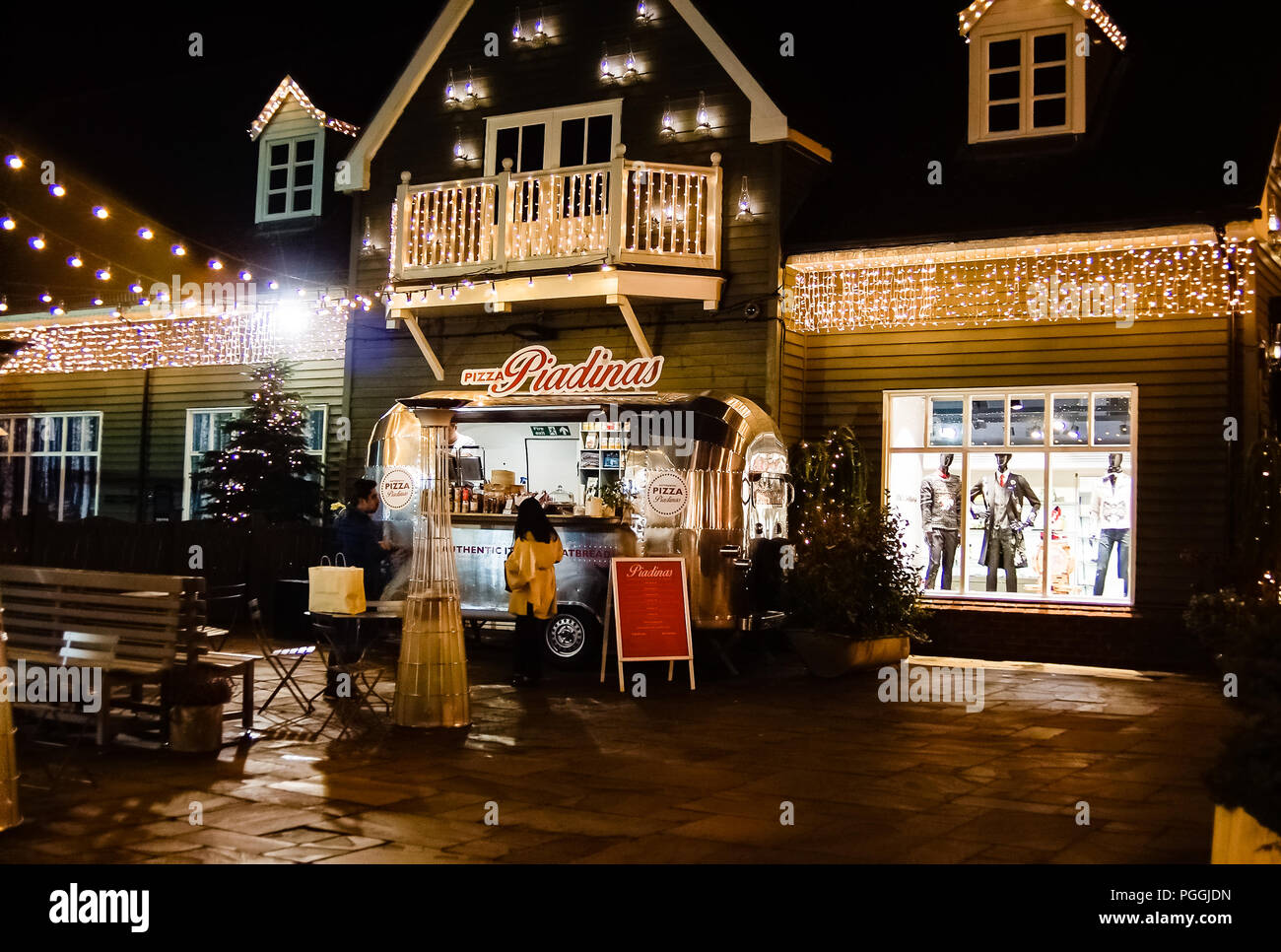 Bicester Village At Night Stock Photo Alamy
