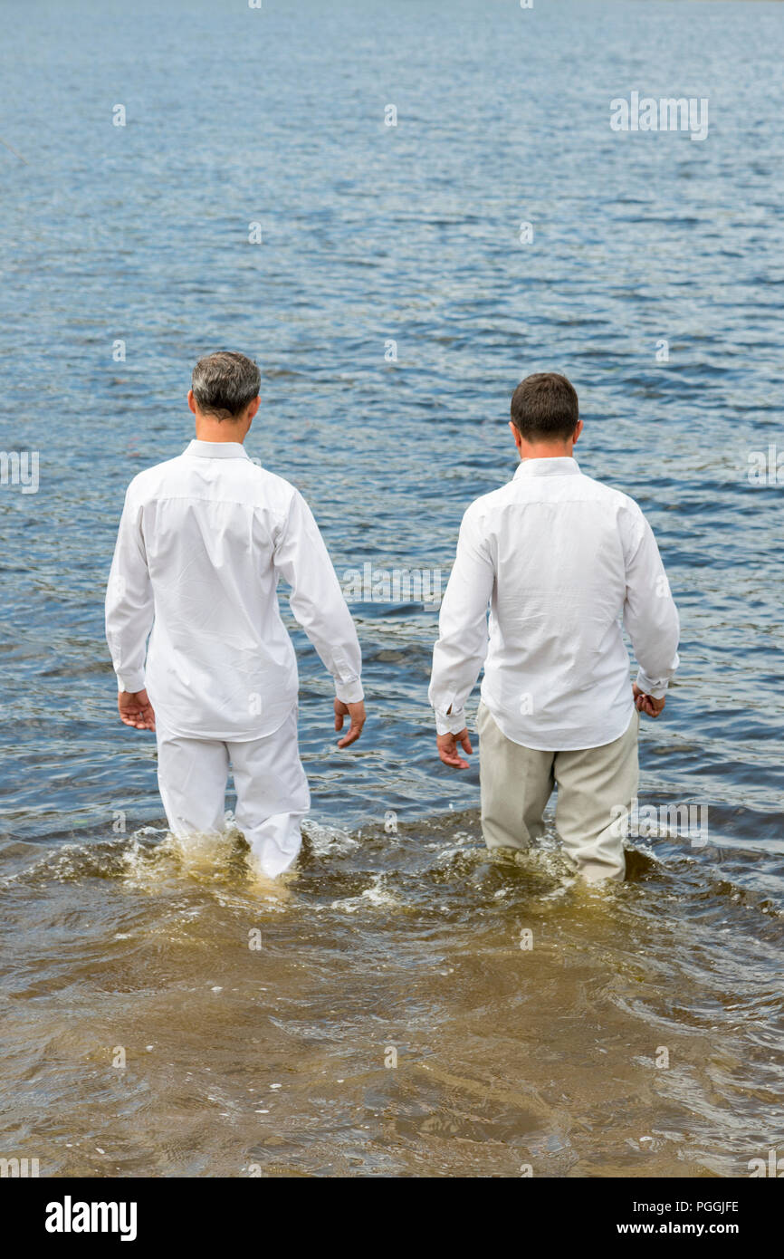 Men In Wet White Cloth