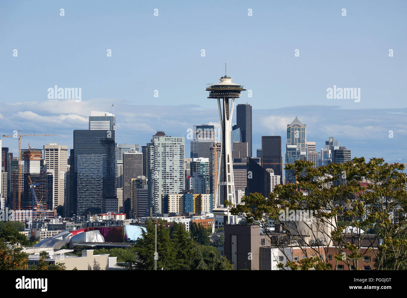 Seattle skyline seen from Kerry Park, Seattle, Washington, USA Stock Photo
