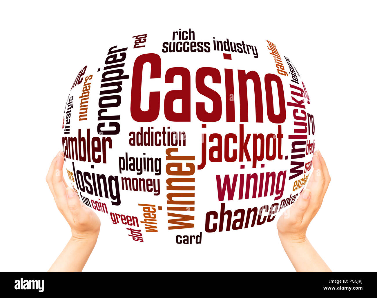 Casino word cloud sphere concept on white background. Stock Photo