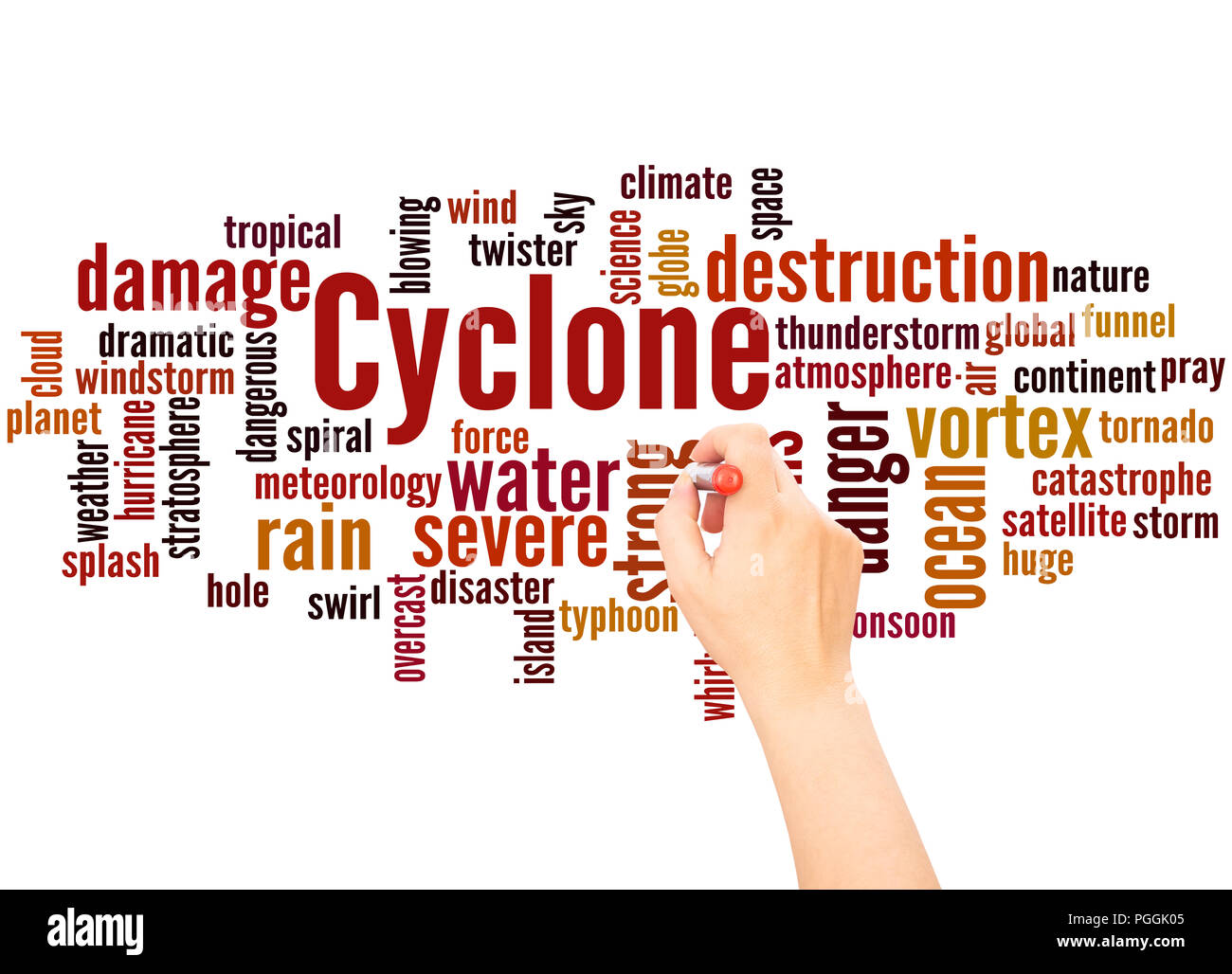 Cyclone word cloud hand writing concept on white background. Stock Photo