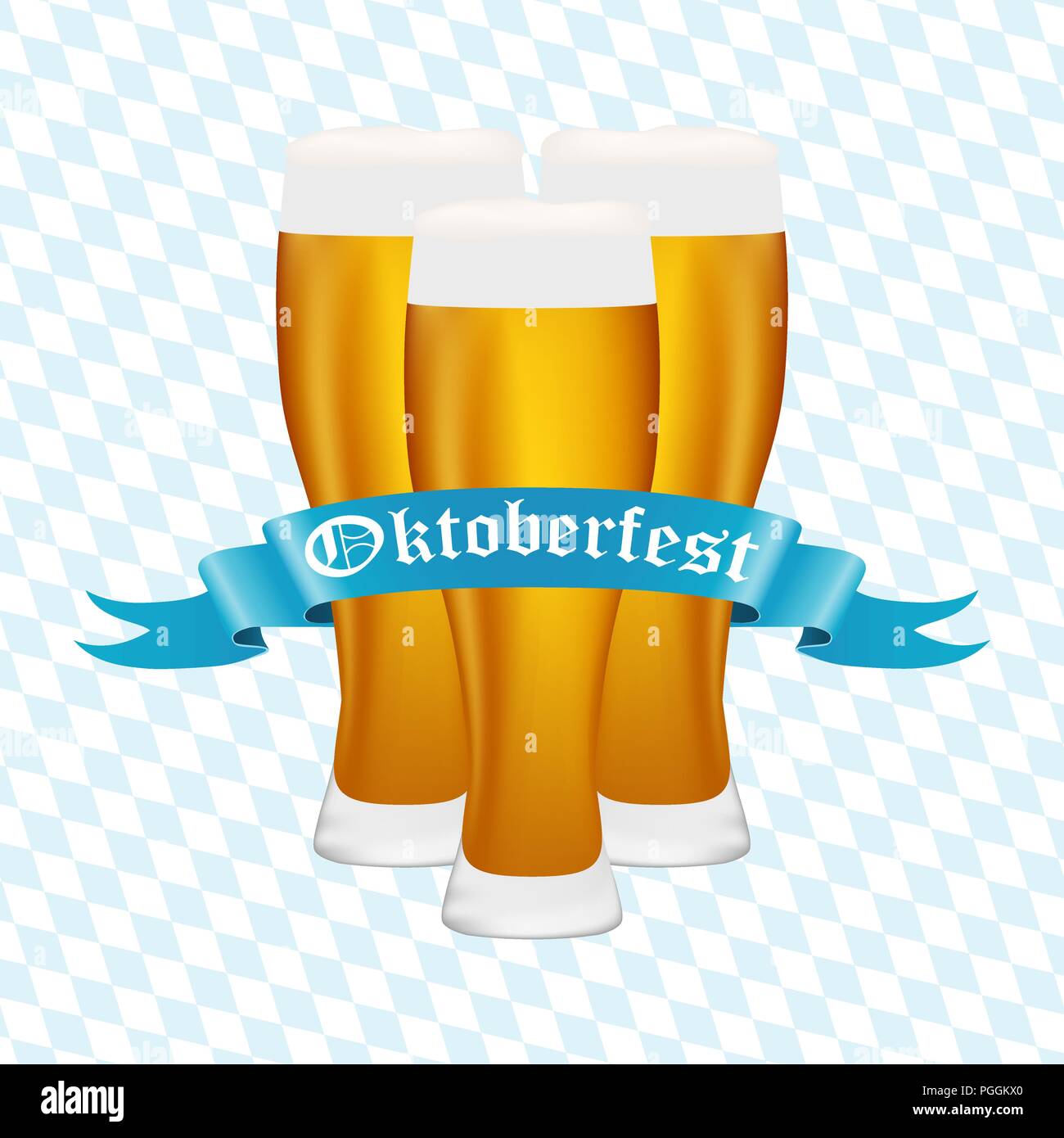 Beer at Oktoberfest in the Bavarian background Stock Vector