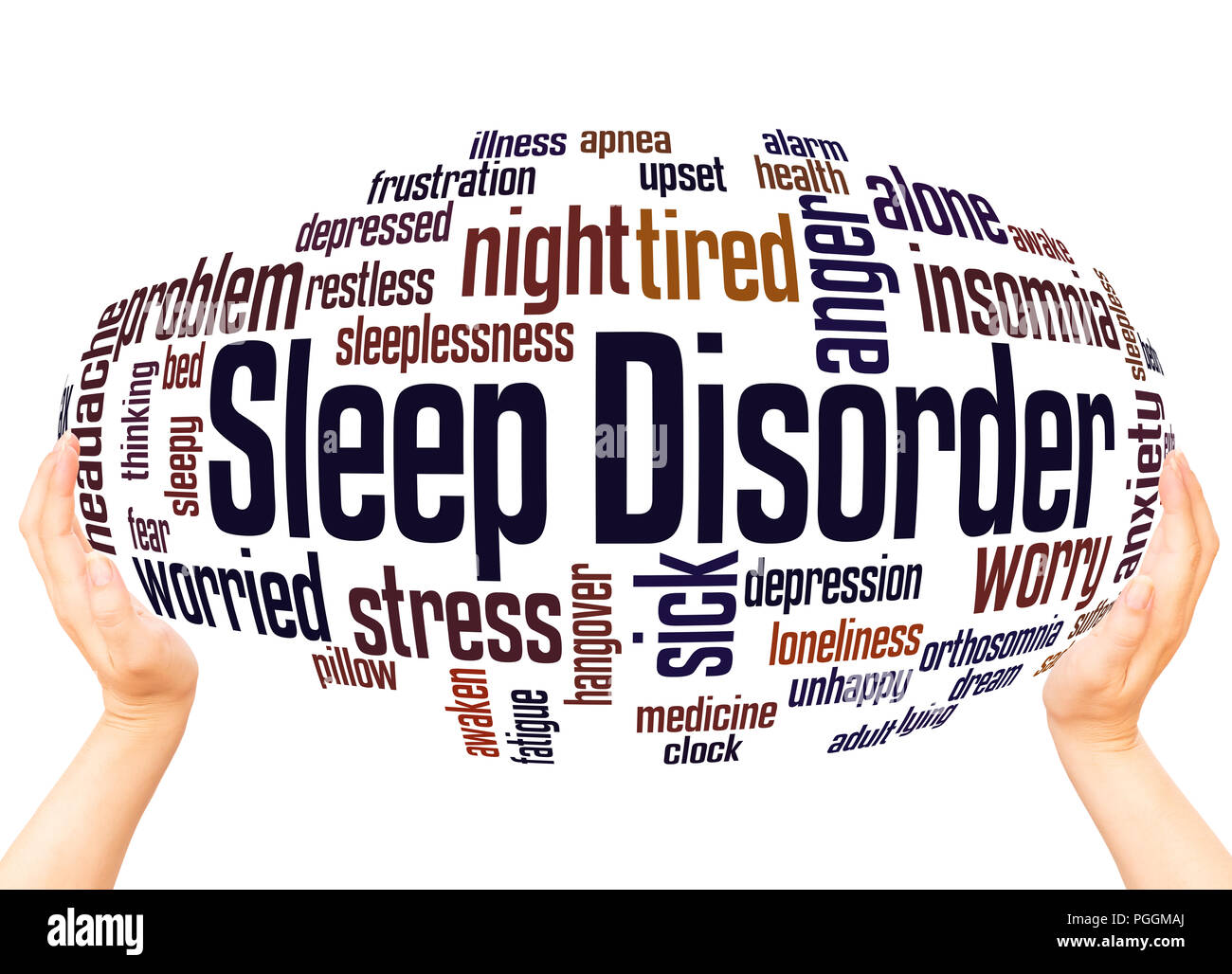 Sleep disorder word cloud sphere concept on white background Stock ...