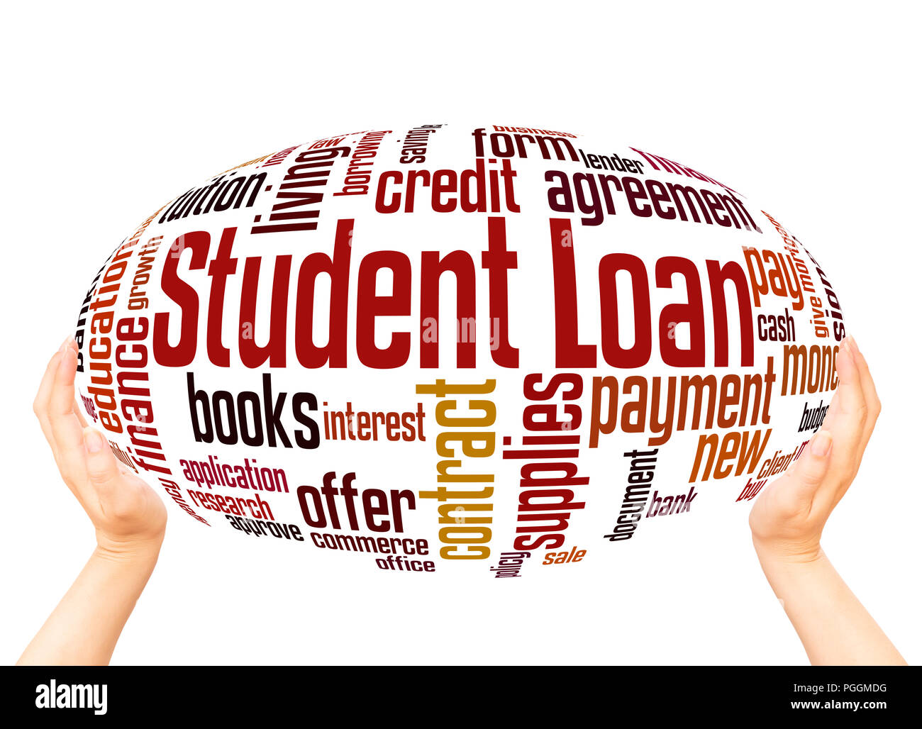 Student loan word cloud concept on white background. Stock Photo