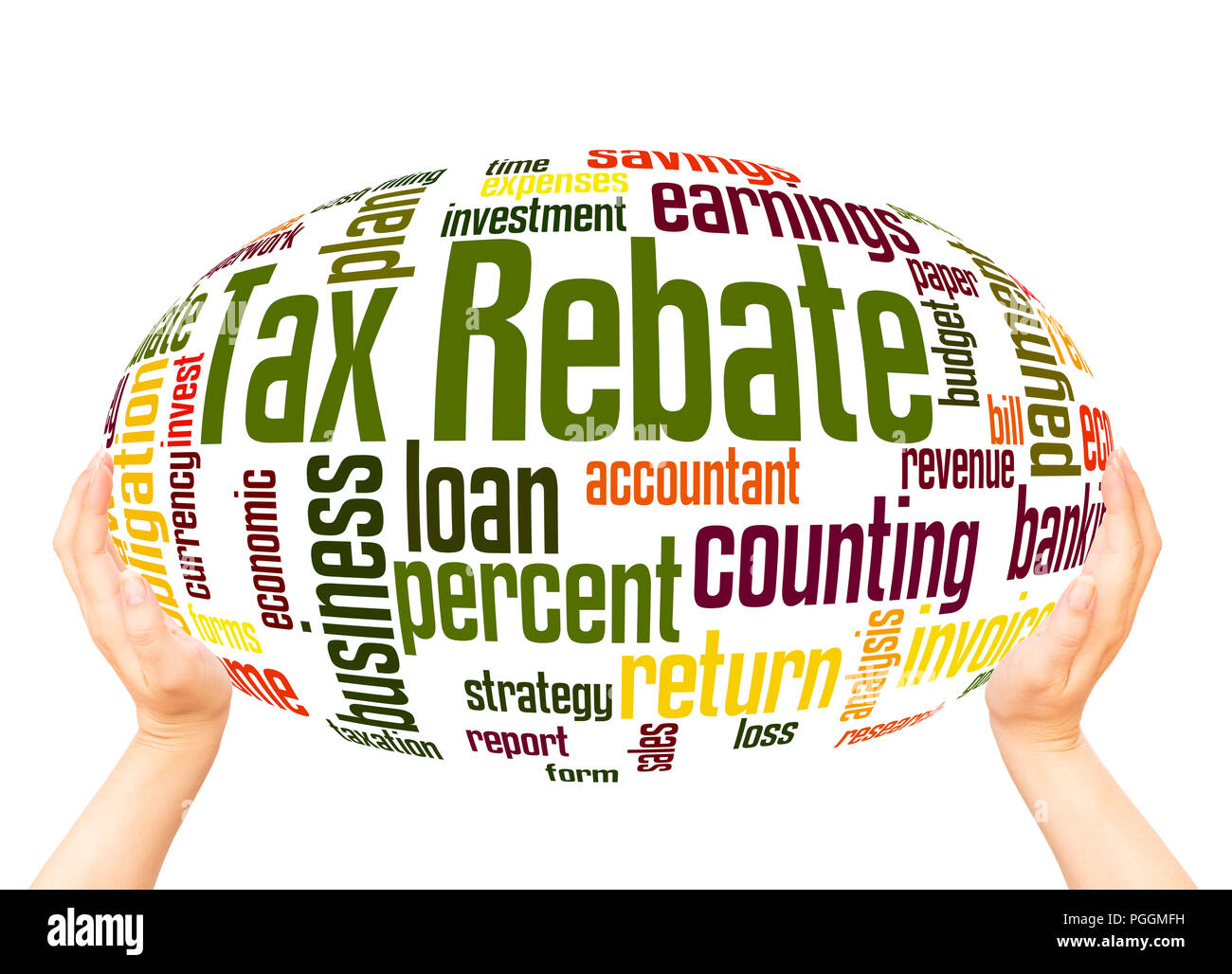Tax Rebate Word Cloud Hand Sphere Concept On White Background Stock 