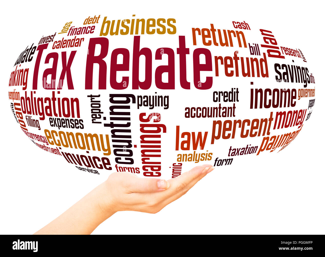 Tax Rebate Word Cloud Sphere Concept On White Background Stock Photo 