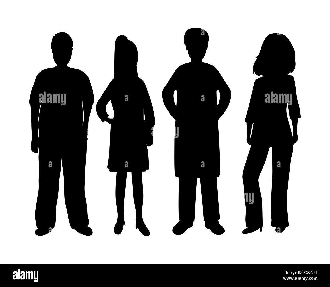 Silhouettes of women and men Stock Vector
