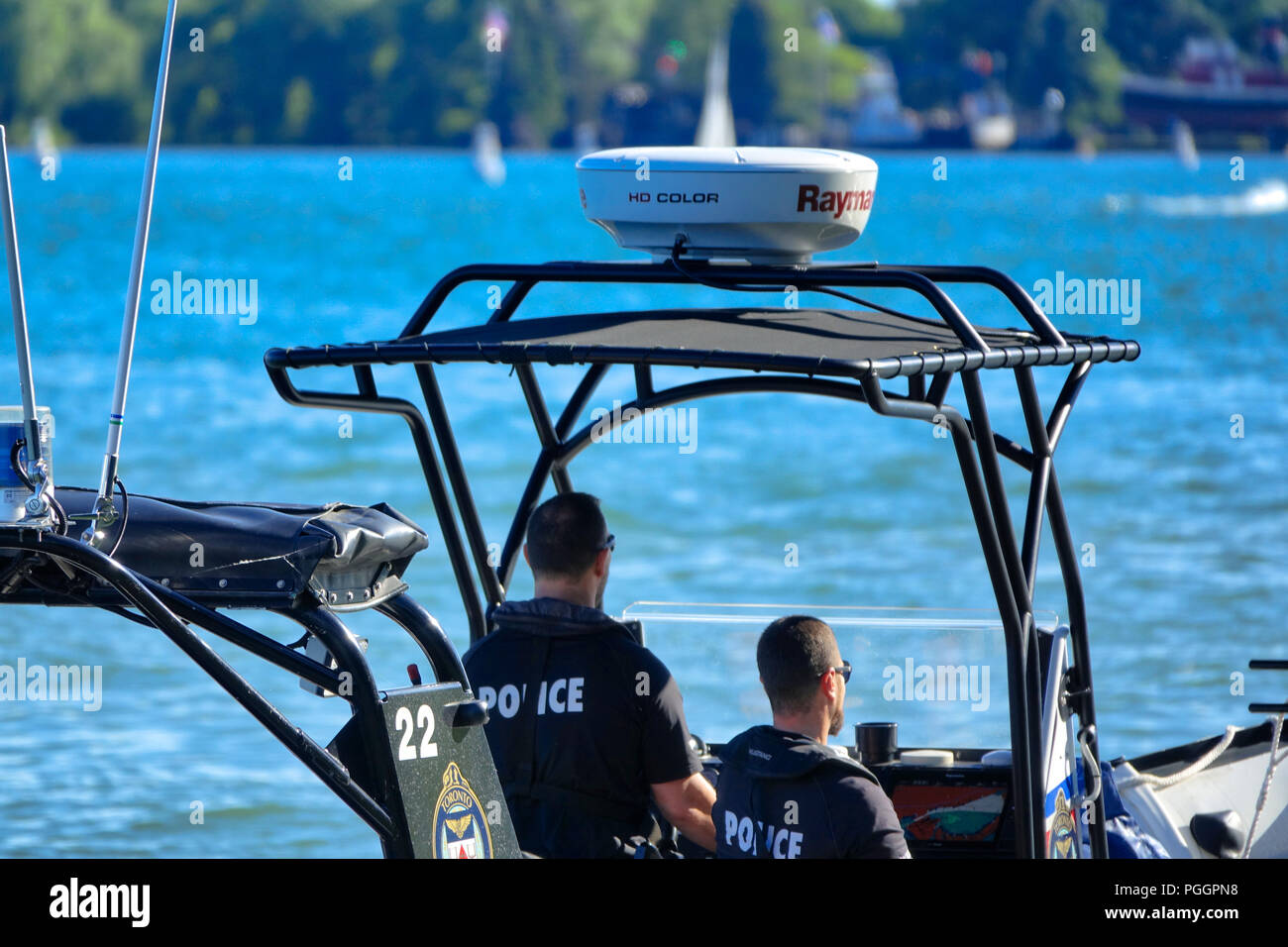 Toronto, Ontario, Canada-26 July, 2018: Toronto Marine police unit patrolling the shores of Toronto Harbor Stock Photo