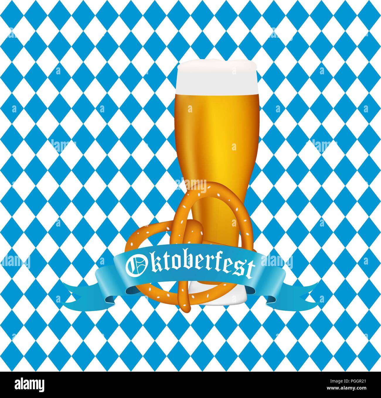Beer with pretzel at the festival Oktoberfest Stock Vector