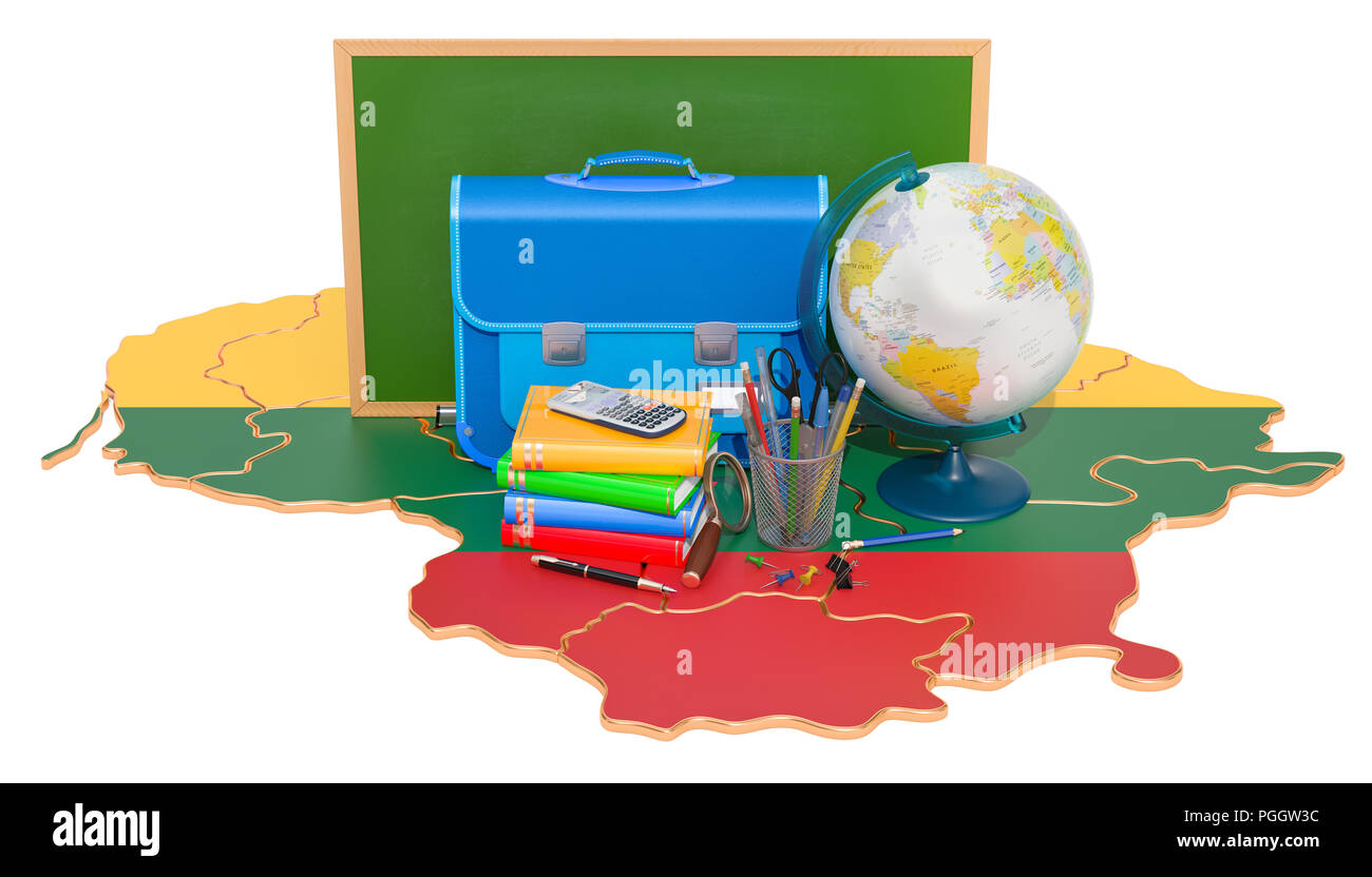 Back to school or education in Lithuania concept, 3D rendering Stock