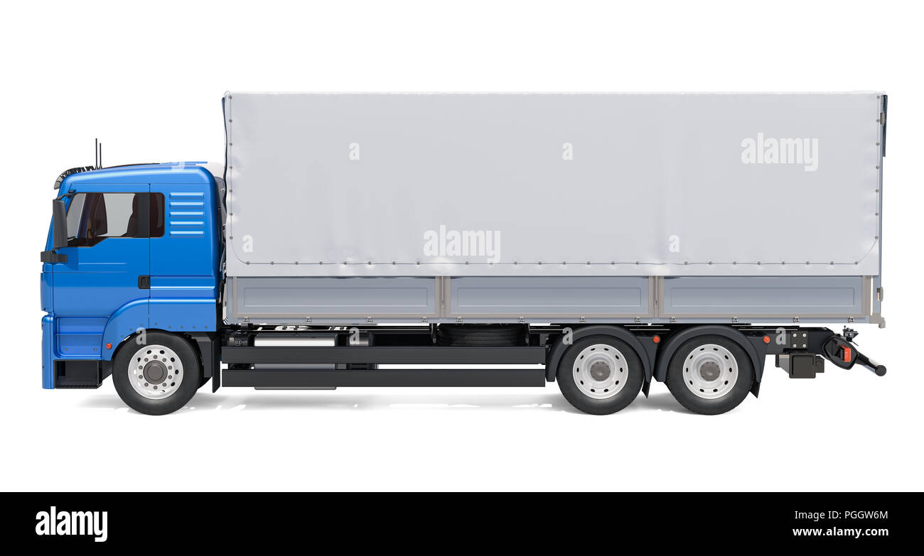 Lorry with tarp system van. 3D rendering isolated on white background Stock Photo