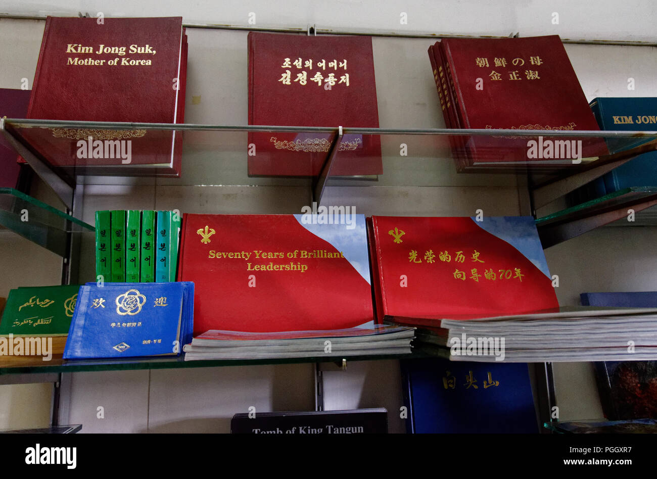 Books on sale at the souvenir shop in the Grand People's Study House ...
