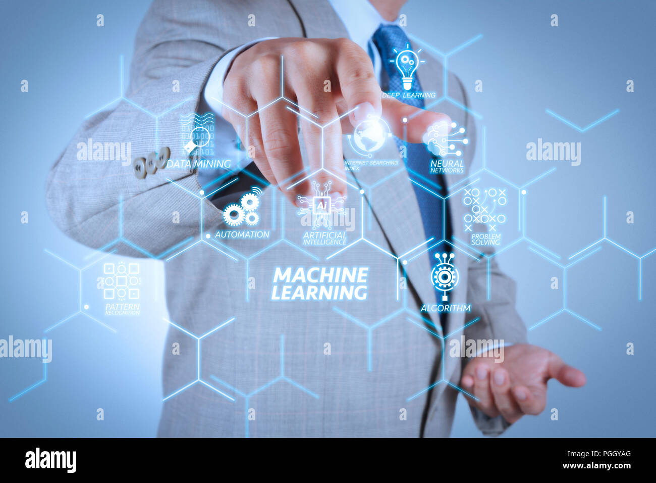 Machine learning technology diagram with artificial intelligence (AI ...