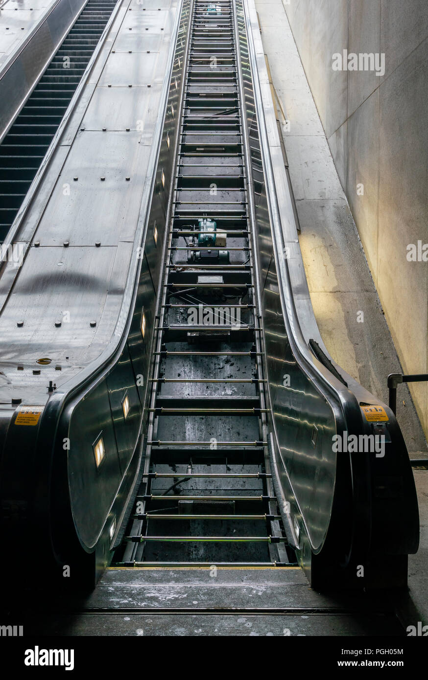 Escalator in a train station under repair Stock Photo