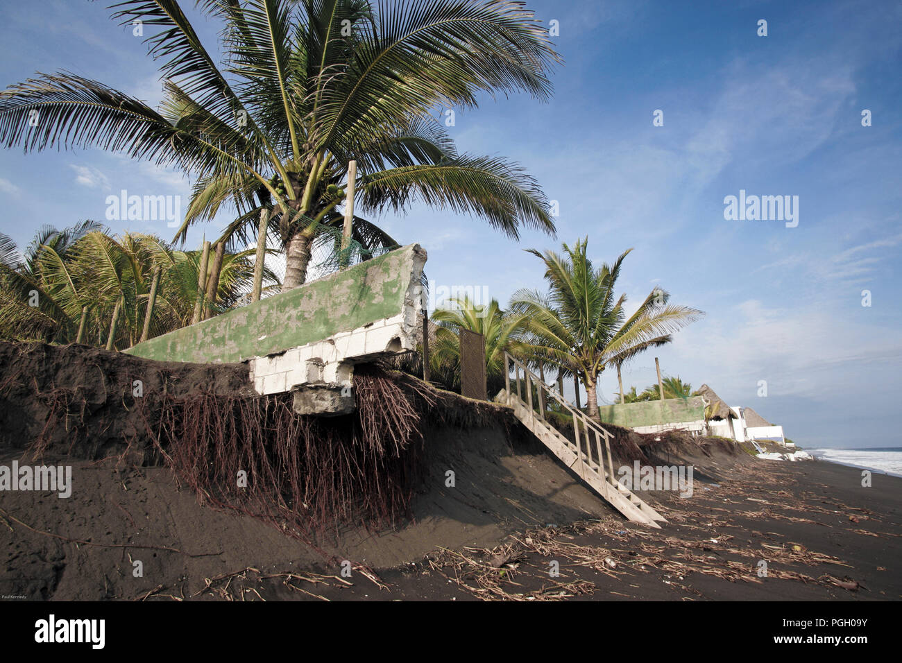 Coastal erosion damages beachfront property in Iztapa, Guatemala Stock Photo Alamy