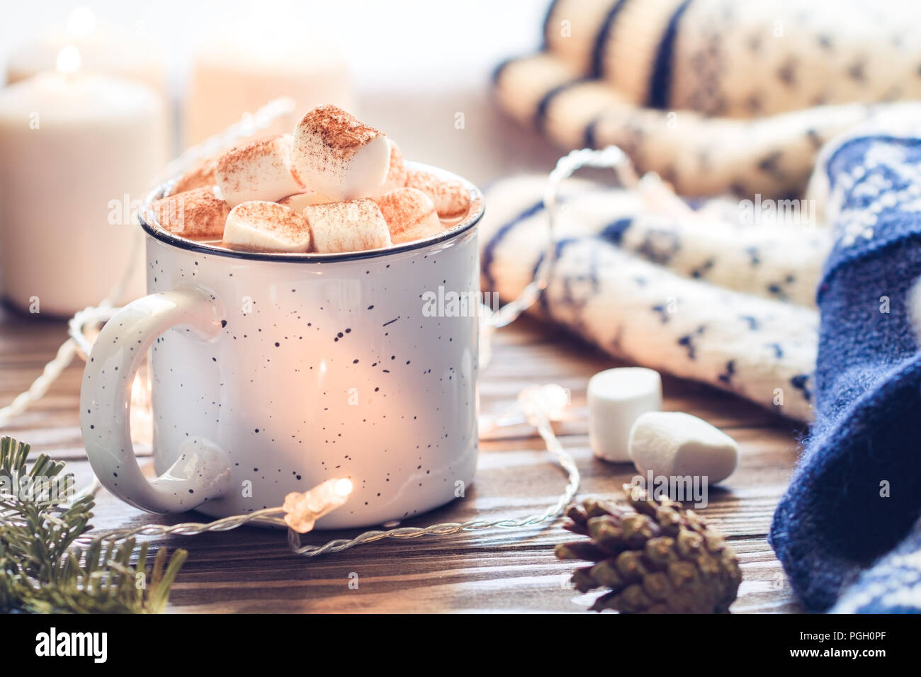 Mug And Thermos Of Hot Chocolate On A Cold Winter Day Stock Photo, Picture  and Royalty Free Image. Image 12627723.
