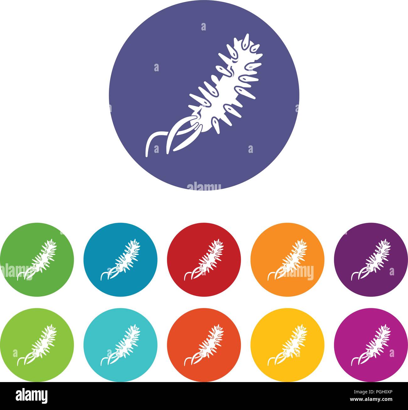 E coli bacteria icons set vector color Stock Vector
