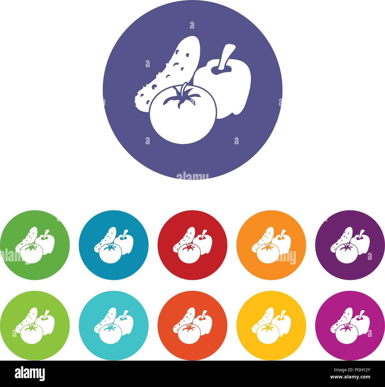 Vegetables food icons set vector color Stock Vector Image & Art - Alamy