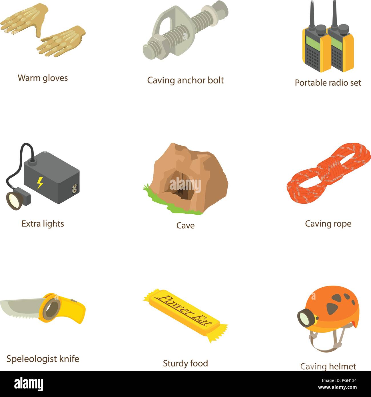 Excavation icons set, isometric style Stock Vector