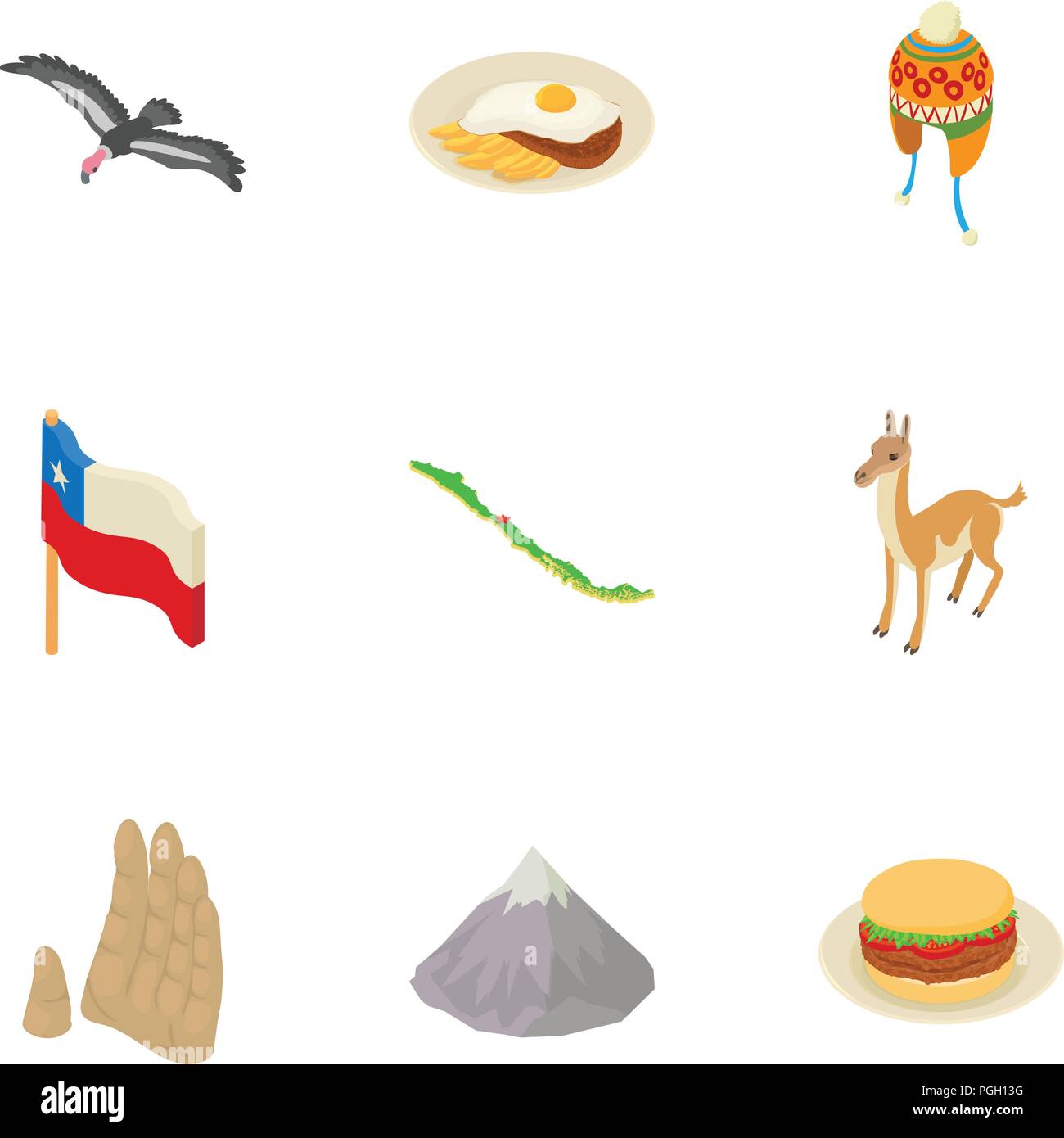 Continent icons set, isometric style Stock Vector