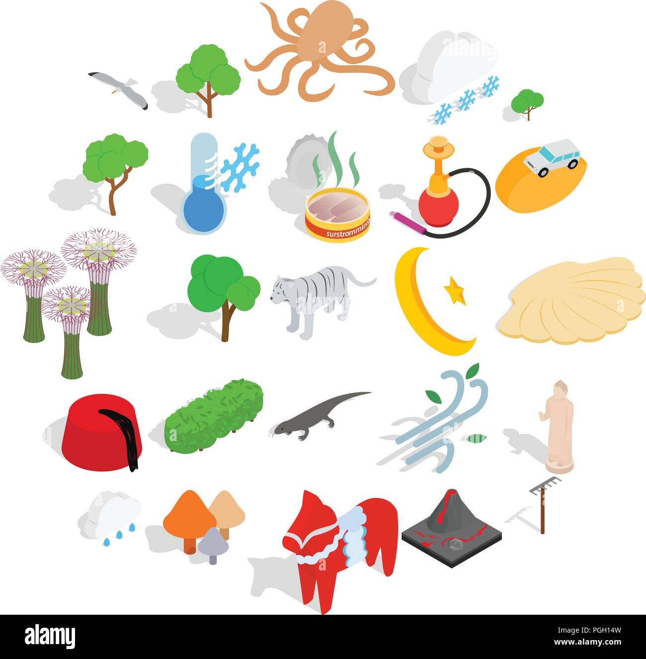 Animality icons set, isometric style Stock Vector