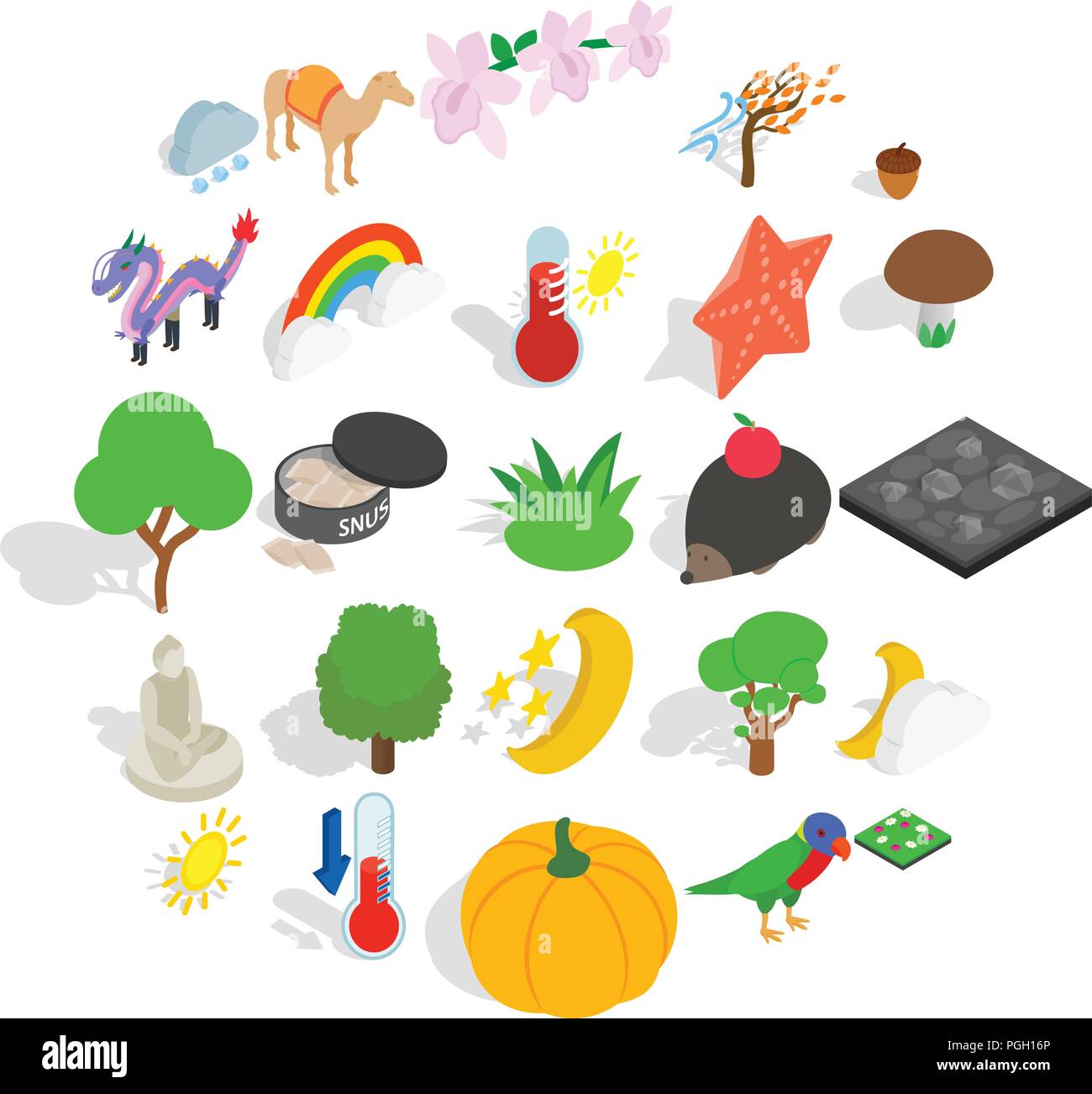 Beast world icons set, isometric style Stock Vector
