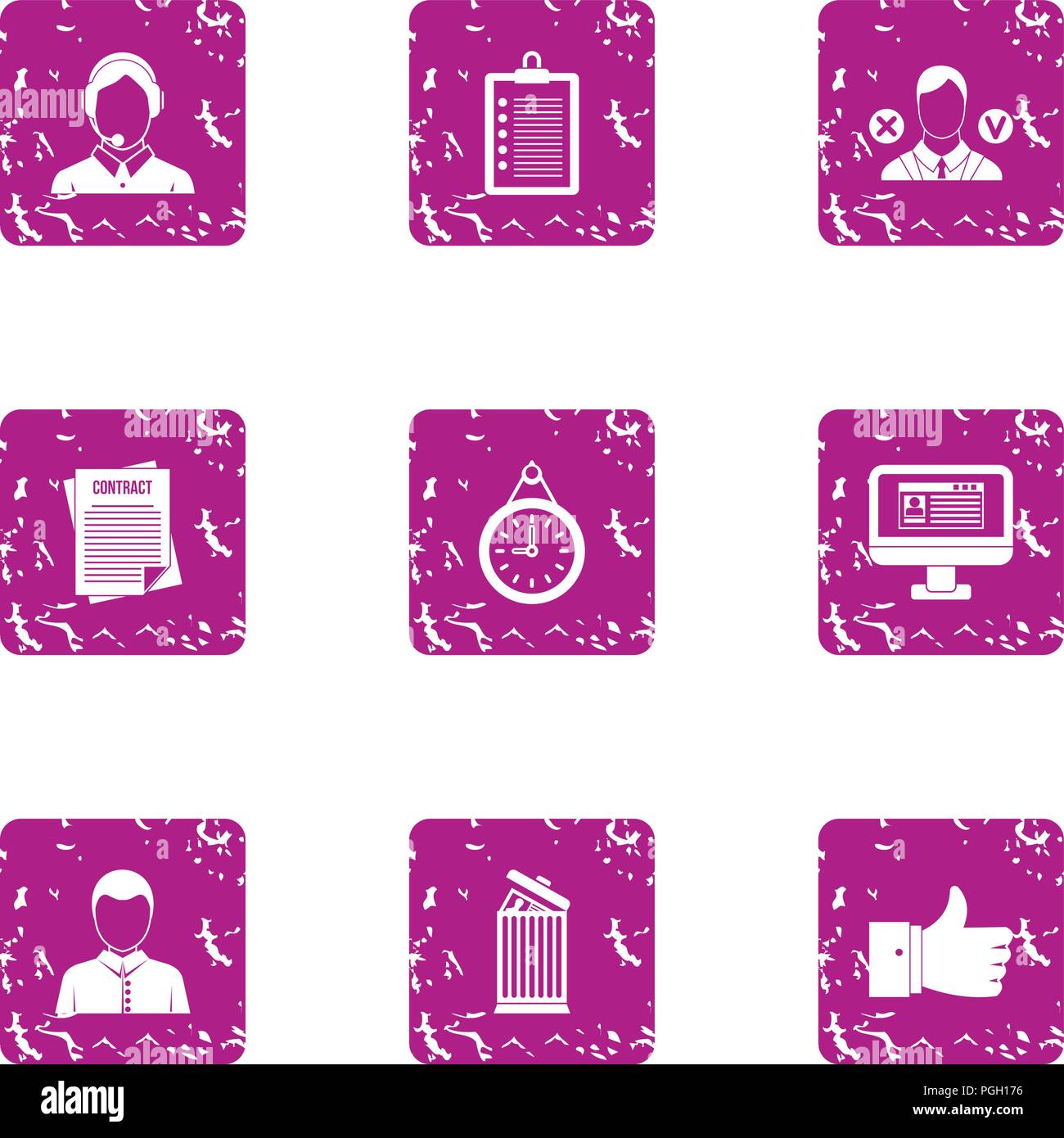 Team luck icons set, grunge style Stock Vector