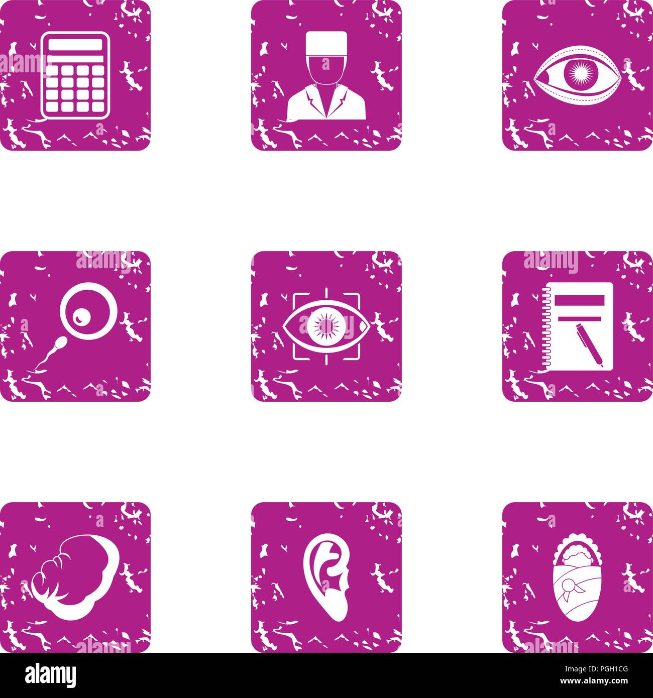 Flesh icons set, grunge style Stock Vector