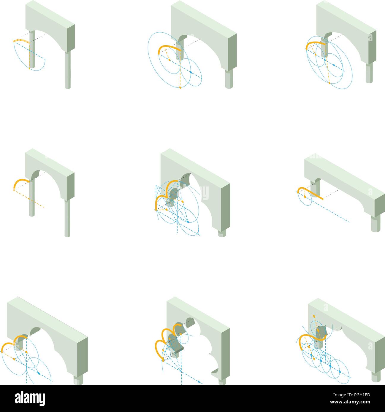 Design of the arch icons set, isometric style Stock Vector Image & Art ...