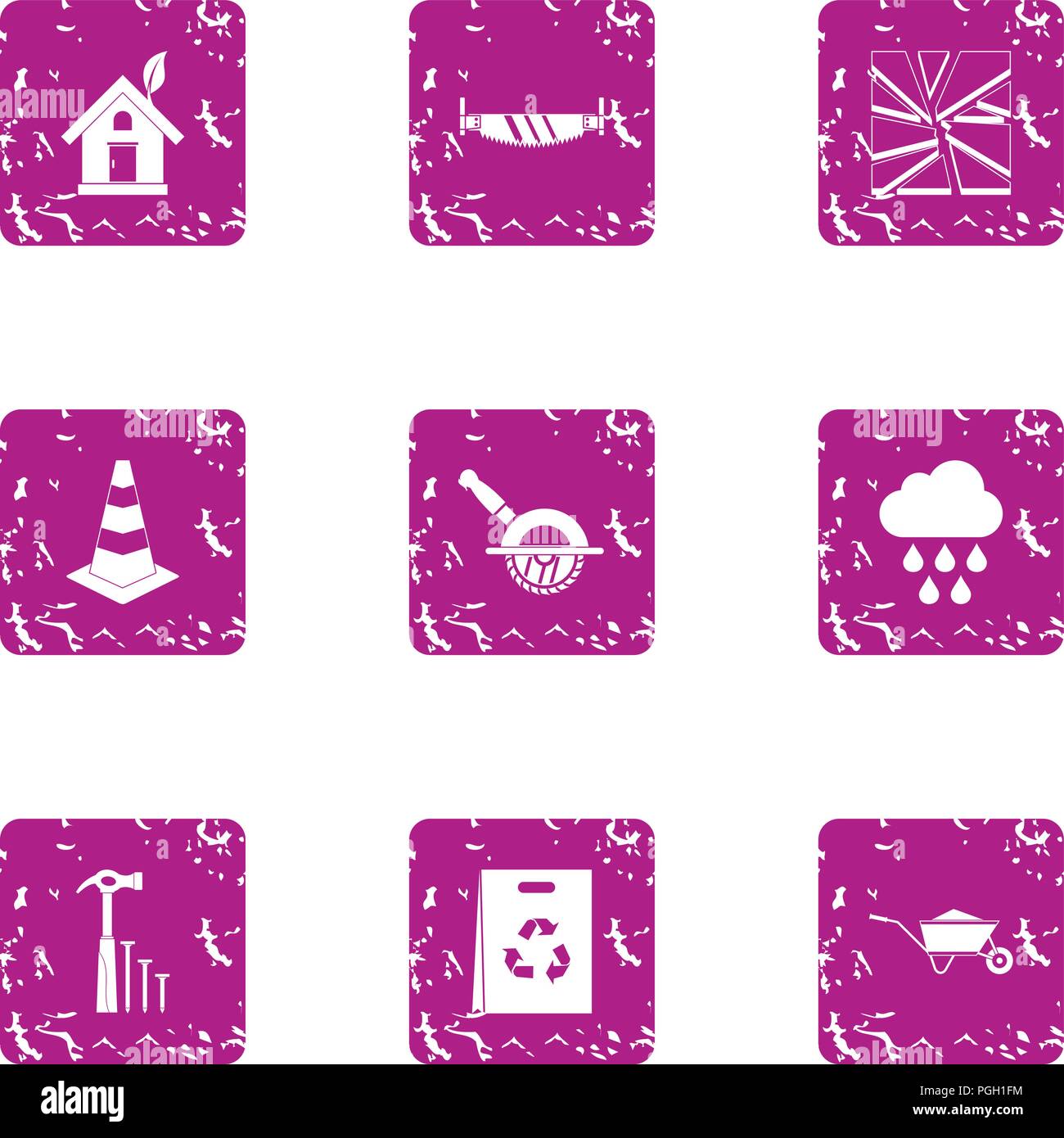 Adhesive icons set, grunge style Stock Vector