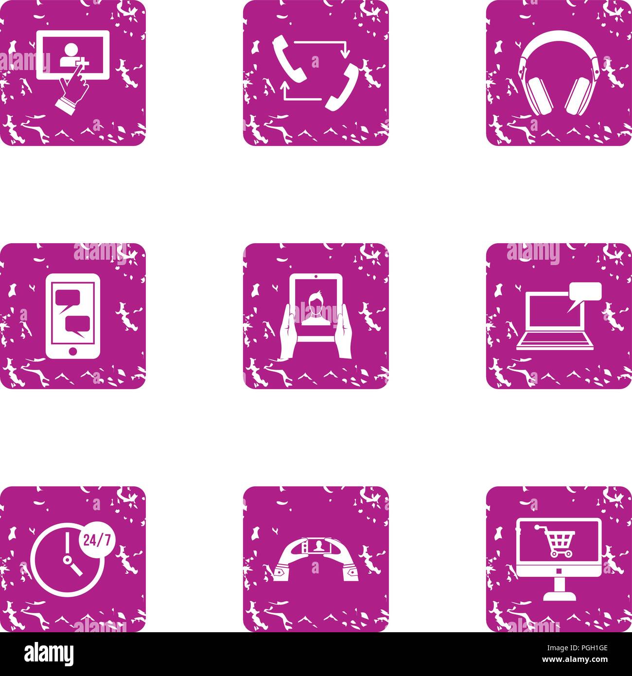 Visualization icons set, grunge style Stock Vector