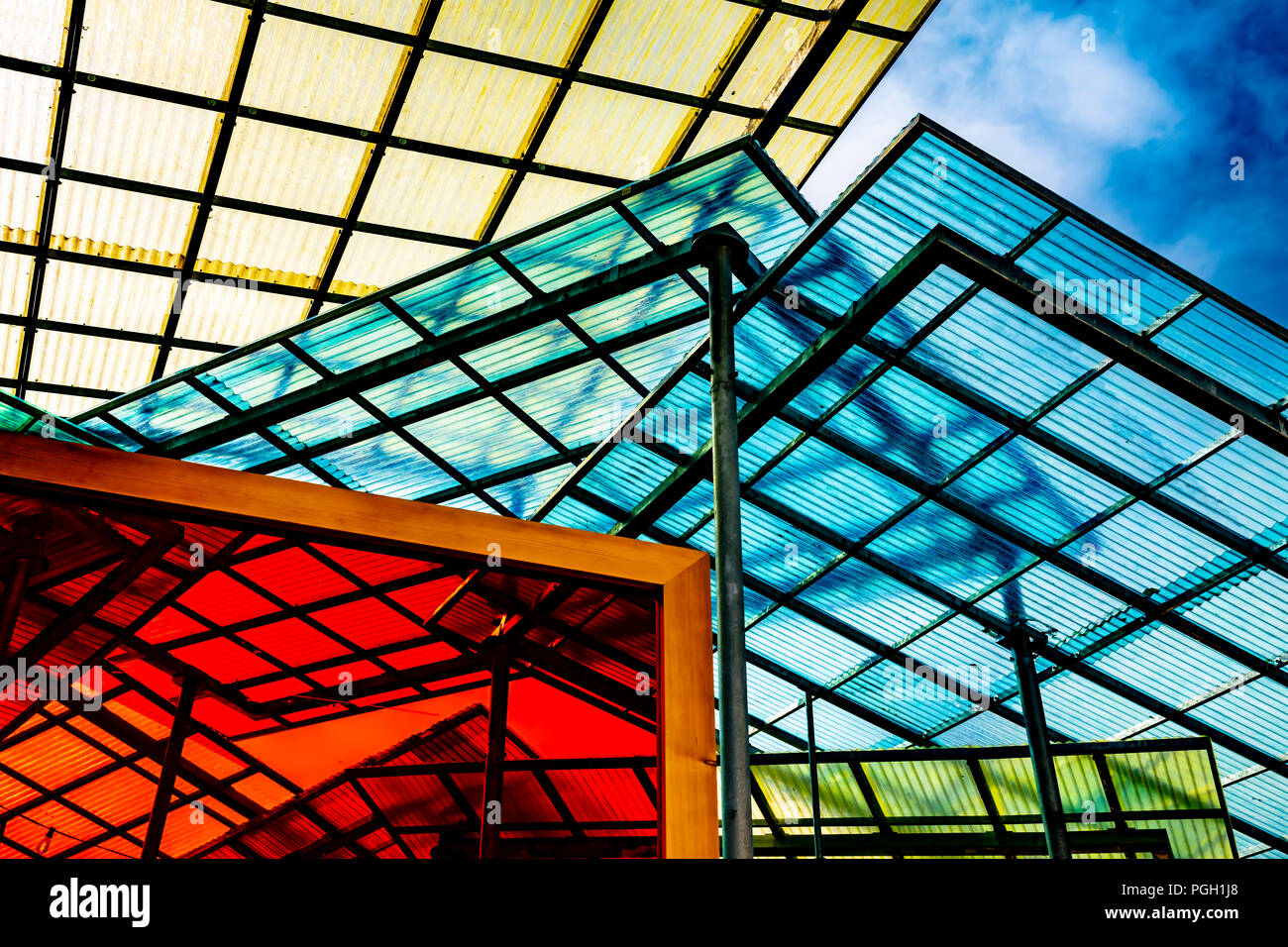 Modern and Colorful Roof with Design in Switzerland Stock Photo - Alamy